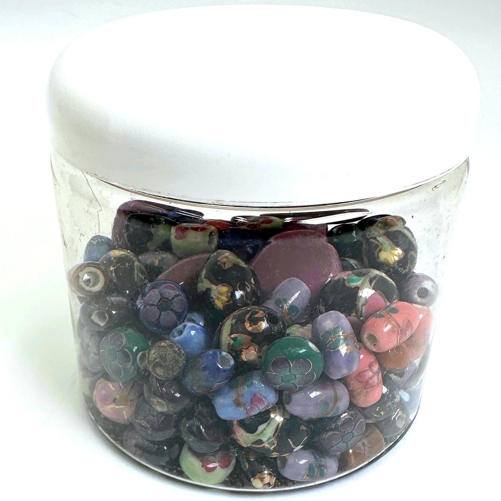 Cloisonne Style Ceramic Beads Multi Floral Vintage Style Lot